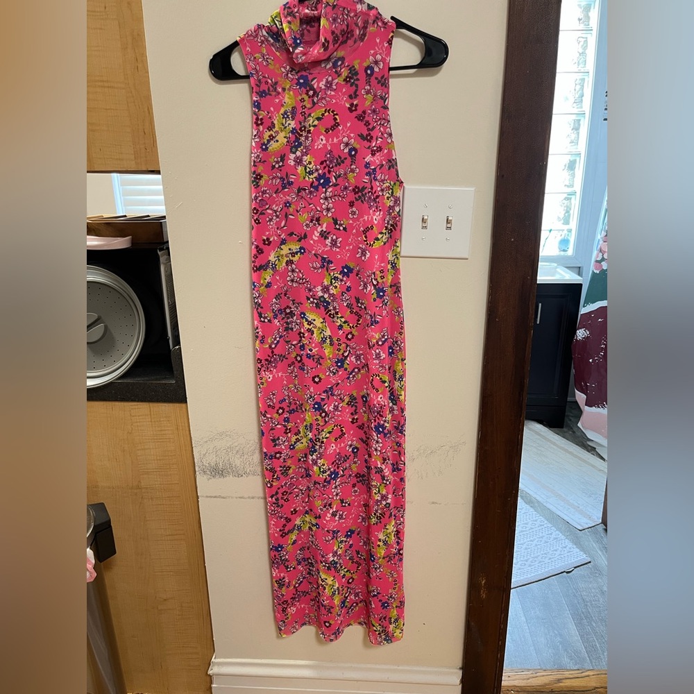 AFRM Pink and Green Floral Dress